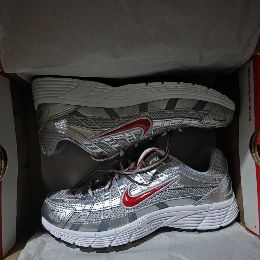 Nike P-6000 Silver and Red Sneakers